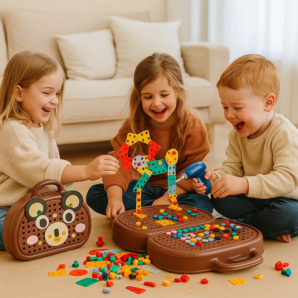 Lasten poralelusetti | Opetuksellinen työkalupakki, jossa on sähköinen ruuvimeisseli rakentamiseen ja roolileikkeihin