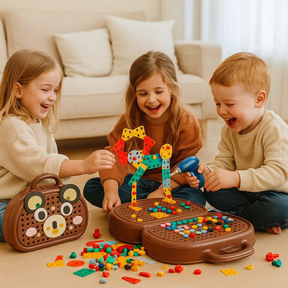 Lasten poralelusetti | Opetuksellinen työkalupakki, jossa on sähköinen ruuvimeisseli rakentamiseen ja roolileikkeihin