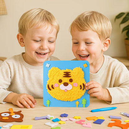 DIY eläinten askartelupakkaus lapsille | Luova käsintehty materiaalipakkaus sarjakuvatarroilla hauskaan oppimiseen ja leikkimiseen