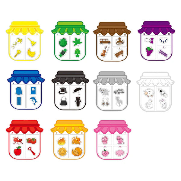 Magneettinen lajittelupeli lapsille | Hauska värien yhdistelypeli, jonka avulla opit esineitä, muotoja ja arkipäivän sanoja