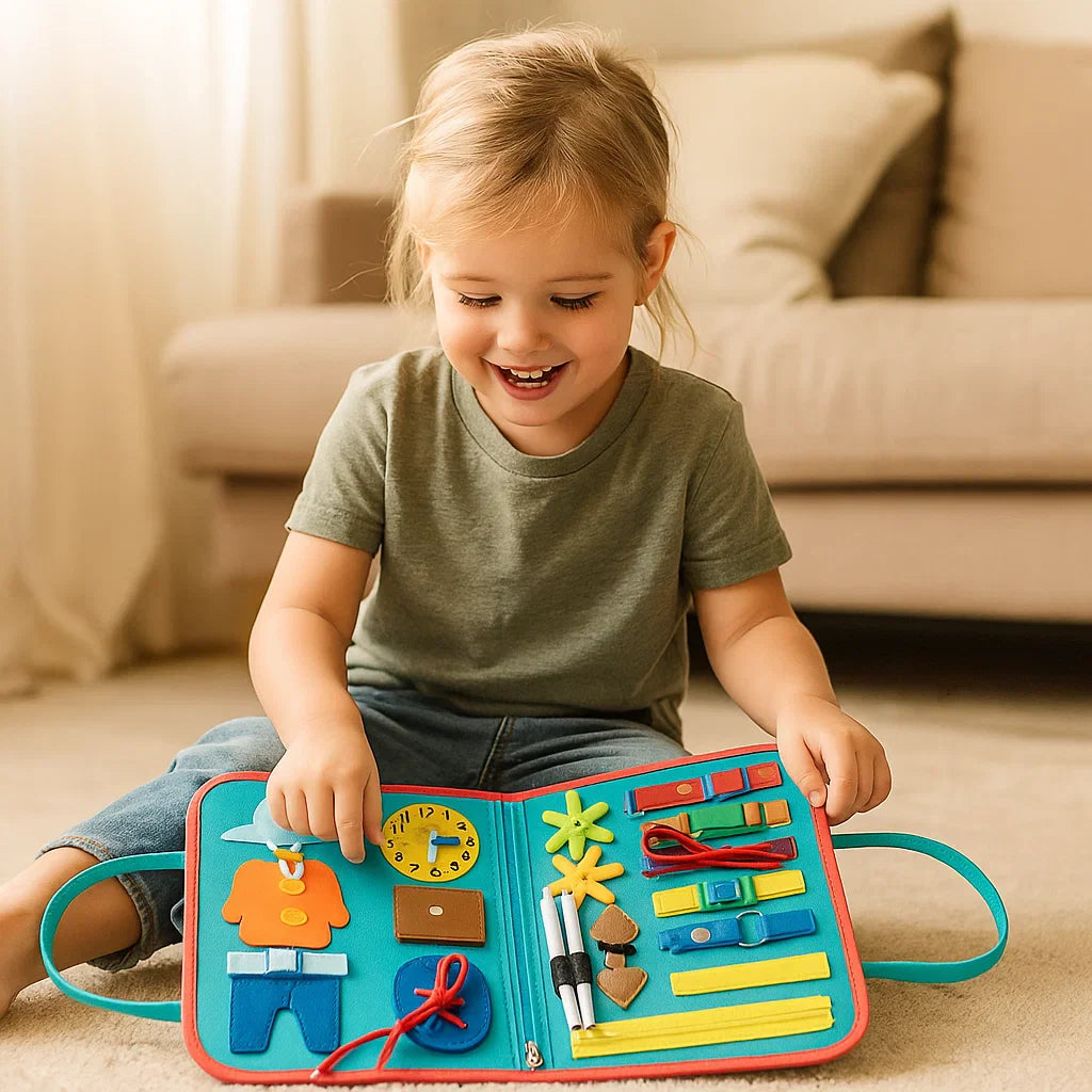 Montessori - aktiviteettitaulu pikkulapsille | Huopatoimintakirja numeroiden, kirjainten ja motoristen taitojen oppimiseen