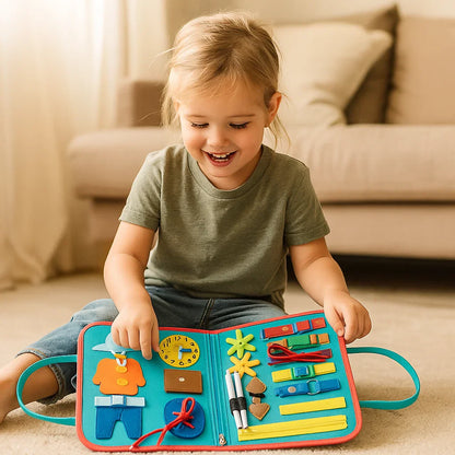 Montessori - aktiviteettitaulu pikkulapsille | Huopatoimintakirja numeroiden, kirjainten ja motoristen taitojen oppimiseen