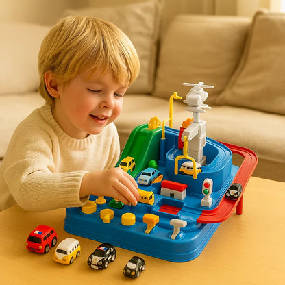 Seikkailuautorata lapsille | Vuorovaikutteinen peli silmä - käsi - koordinaatioon ja luovaan leikkiin tien päällä