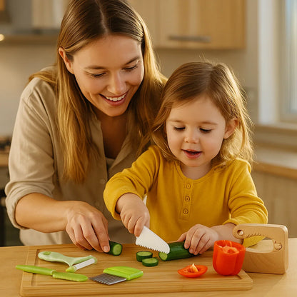Lasten veitsisarja | Turvalliset ja hauskat keittiötyökalut, joilla opit leikkaamaan hedelmiä ja vihanneksia