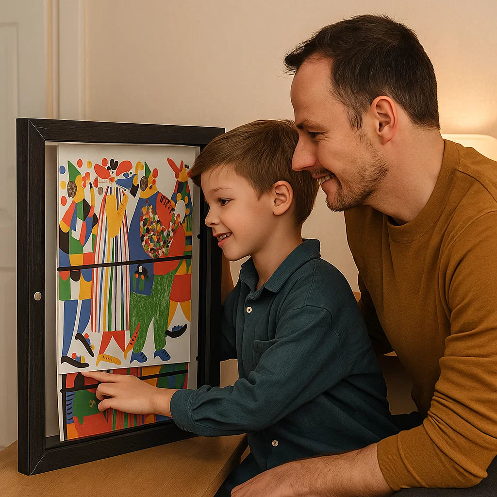 Barnas - taidekehys | Taitettava kuvakehys, jossa on säilytystilaa piirustuksille ja luoville projekteille