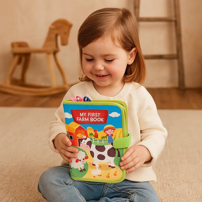 Farmioppimiskirja pikkulapsille | Pehmeä huovutettu tehtäväkirja eläimistä ja hienomotoriikasta oppimiseen