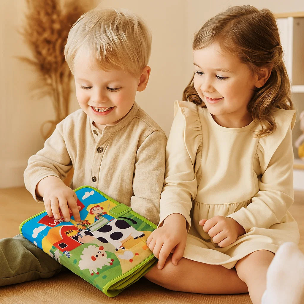 Farmioppimiskirja pikkulapsille | Pehmeä huovutettu tehtäväkirja eläimistä ja hienomotoriikasta oppimiseen