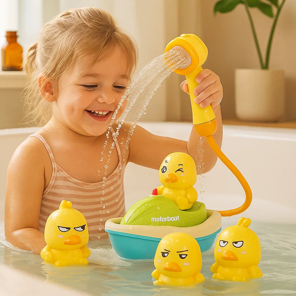 Vauva kylpylelusetti | Hauskoja vettä roiskuvia ankkoja moottoriveneellä vuorovaikutteiseen leikkiin kylvyssä