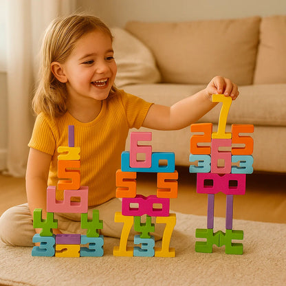 Kolmikulmaiset numeropalikat lapsille | Värikäs pinoamislelu laskemiseen, logiikkaan ja matematiikan oppimiseen