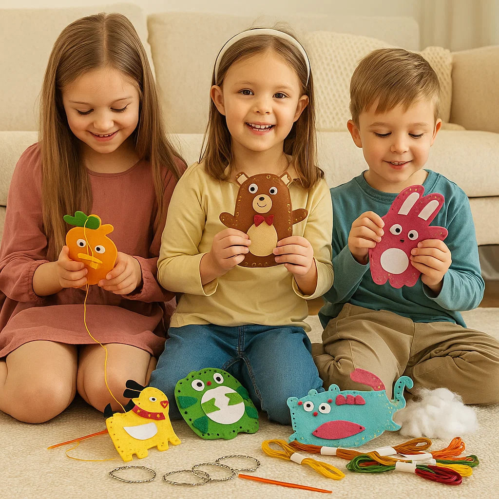 Huopaeläin diy - ompelupakkaus lapsille | Hauska askartelupakkaus kehittää silmän ja käden koordinaatiota ja luovia taitoja