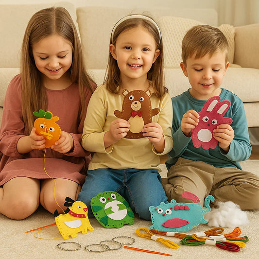 Huopaeläin diy - ompelupakkaus lapsille | Hauska askartelupakkaus kehittää silmän ja käden koordinaatiota ja luovia taitoja