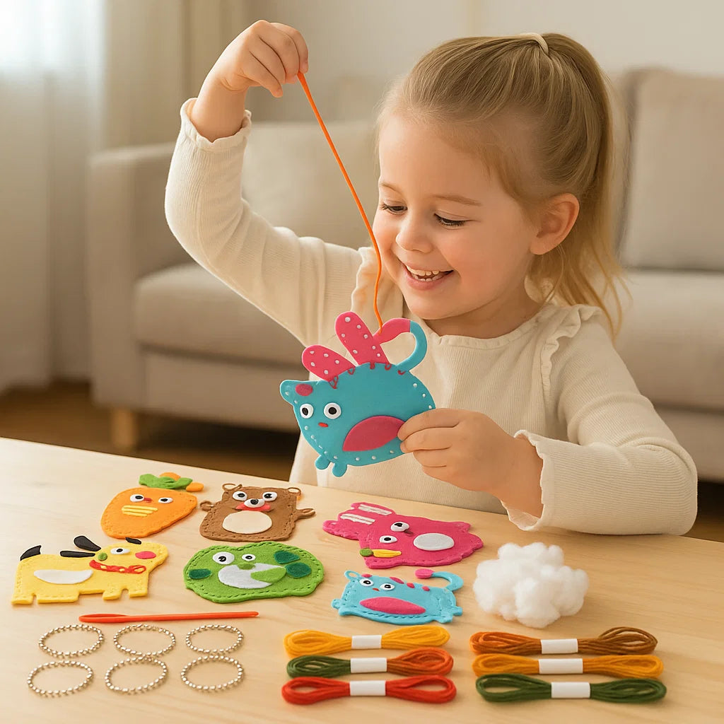 Huopaeläin diy - ompelupakkaus lapsille | Hauska askartelupakkaus kehittää silmän ja käden koordinaatiota ja luovia taitoja