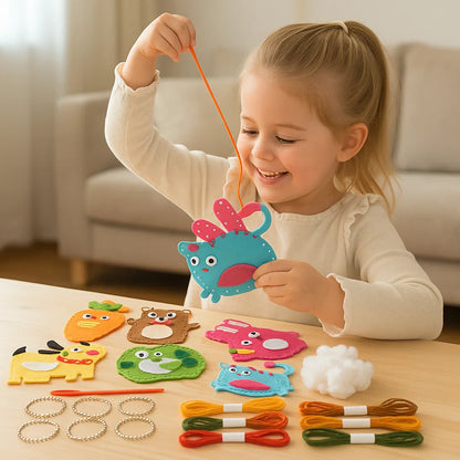 Huopaeläin diy - ompelupakkaus lapsille | Hauska askartelupakkaus kehittää silmän ja käden koordinaatiota ja luovia taitoja