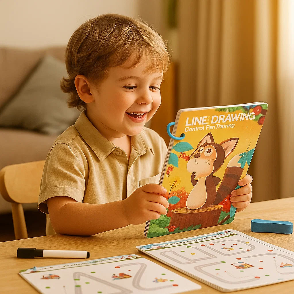 Kynänhallinnan harjoituskirja lapsille | Uudelleenkäytettävä piirustusharjoitus, joka lisää keskittymiskykyä ja silmä - käsi - koordinaatiota