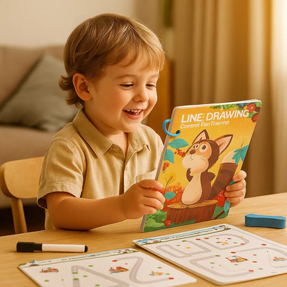 Kynänhallinnan harjoituskirja lapsille | Uudelleenkäytettävä piirustusharjoitus, joka lisää keskittymiskykyä ja silmä - käsi - koordinaatiota