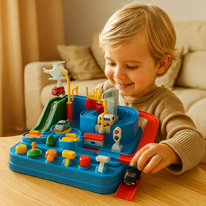 Seikkailuautorata lapsille | Vuorovaikutteinen peli silmä - käsi - koordinaatioon ja luovaan leikkiin tien päällä