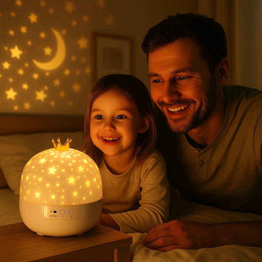 Tähtihimmelin projektorin yövalo | Pyörivä led - lamppu musiikilla ja kohtauskuvilla rentouttavaan tunnelmaan