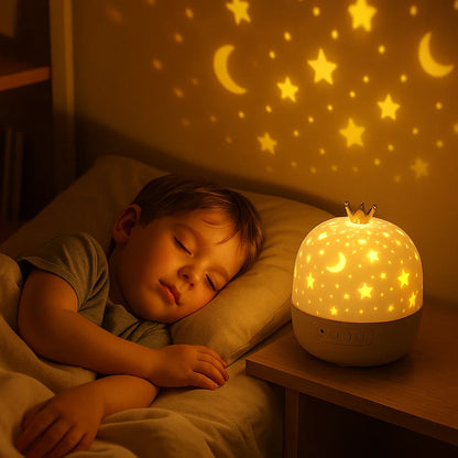 Tähtihimmelin projektorin yövalo | Pyörivä led - lamppu musiikilla ja kohtauskuvilla rentouttavaan tunnelmaan