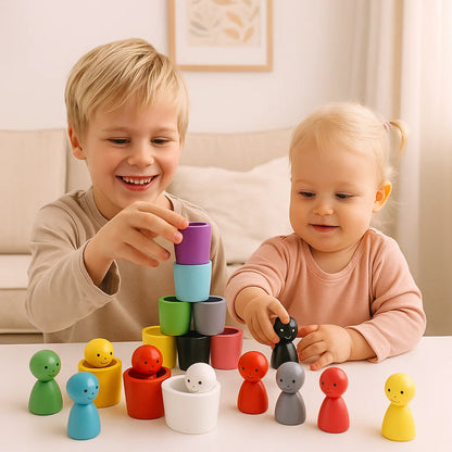 Värilajittelunuket lapsille | Oppimislelu, jolla voi yhdistää, pinota ja harjoittaa hienomotoriikkaa