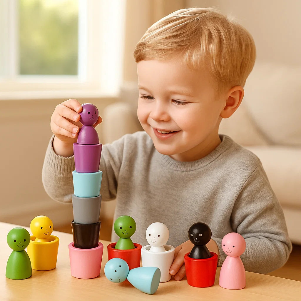 Värilajittelunuket lapsille | Oppimislelu, jolla voi yhdistää, pinota ja harjoittaa hienomotoriikkaa