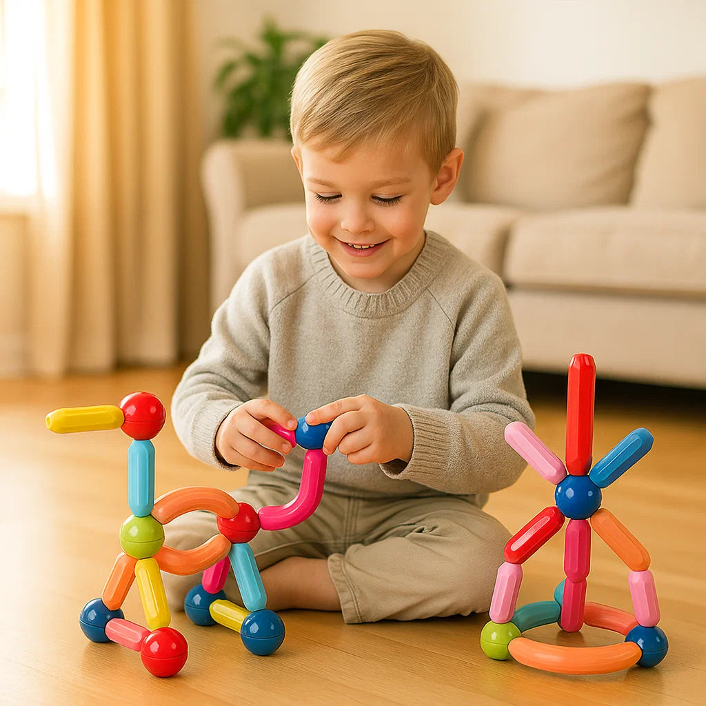 Magneettinen rakennussarja lapsille | Värikäs rakennuslelu luovuuteen, stem - oppimiseen ja motorisiin taitoihin