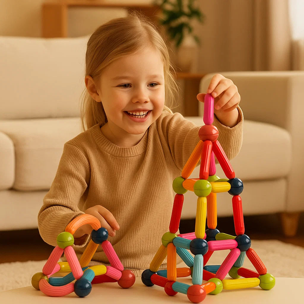 Magneettinen rakennussarja lapsille | Värikäs rakennuslelu luovuuteen, stem - oppimiseen ja motorisiin taitoihin