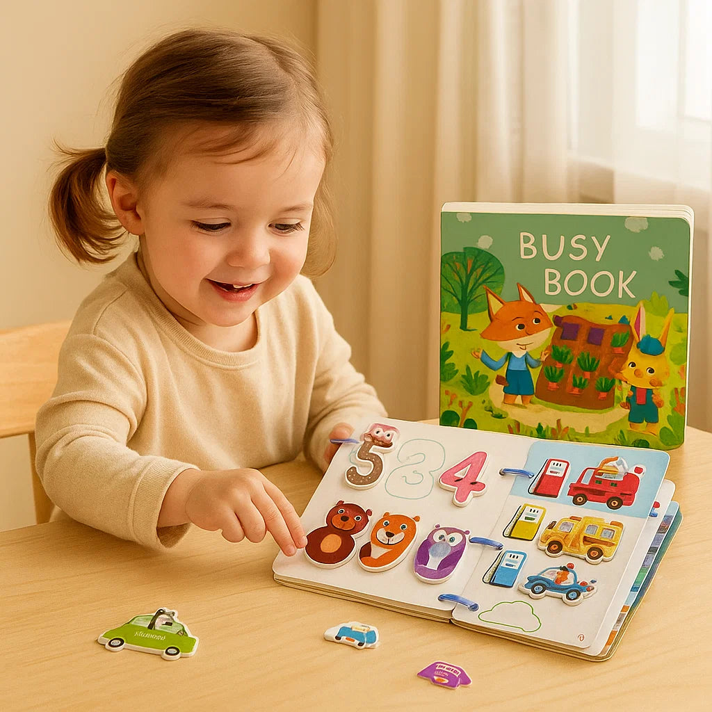 Taaperoille suunnattu kirja | Vuorovaikutteinen oppimiskirja, jossa on uudelleenkäytettäviä tarroja hauskaan varhaisoppimiseen