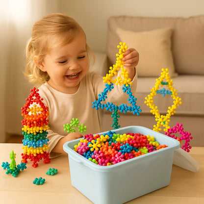 Lumihiutale rakennuspalikoita lapsille | Luova 3D - palapeli opettavaiseen hauskanpitoon ja hienomotoriikkaan