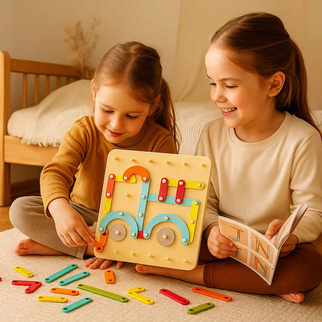 Montessori - taulupalapeli lapsille | Luova muodon yhdistävä lelu, jossa on kirjaimia ja numeroita varhaiseen oppimiseen