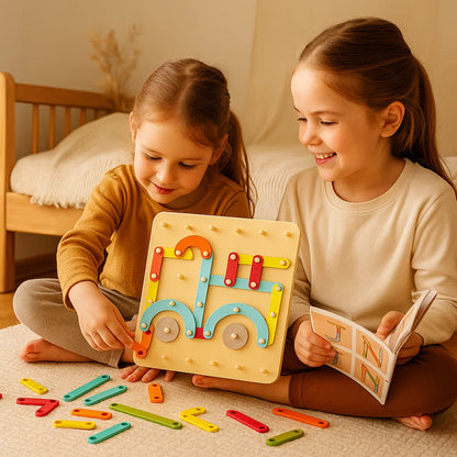 Montessori - taulupalapeli lapsille | Luova muodon yhdistävä lelu, jossa on kirjaimia ja numeroita varhaiseen oppimiseen