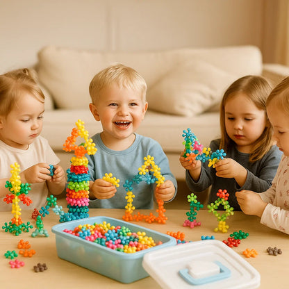 Lumihiutale rakennuspalikoita lapsille | Luova 3D - palapeli opettavaiseen hauskanpitoon ja hienomotoriikkaan