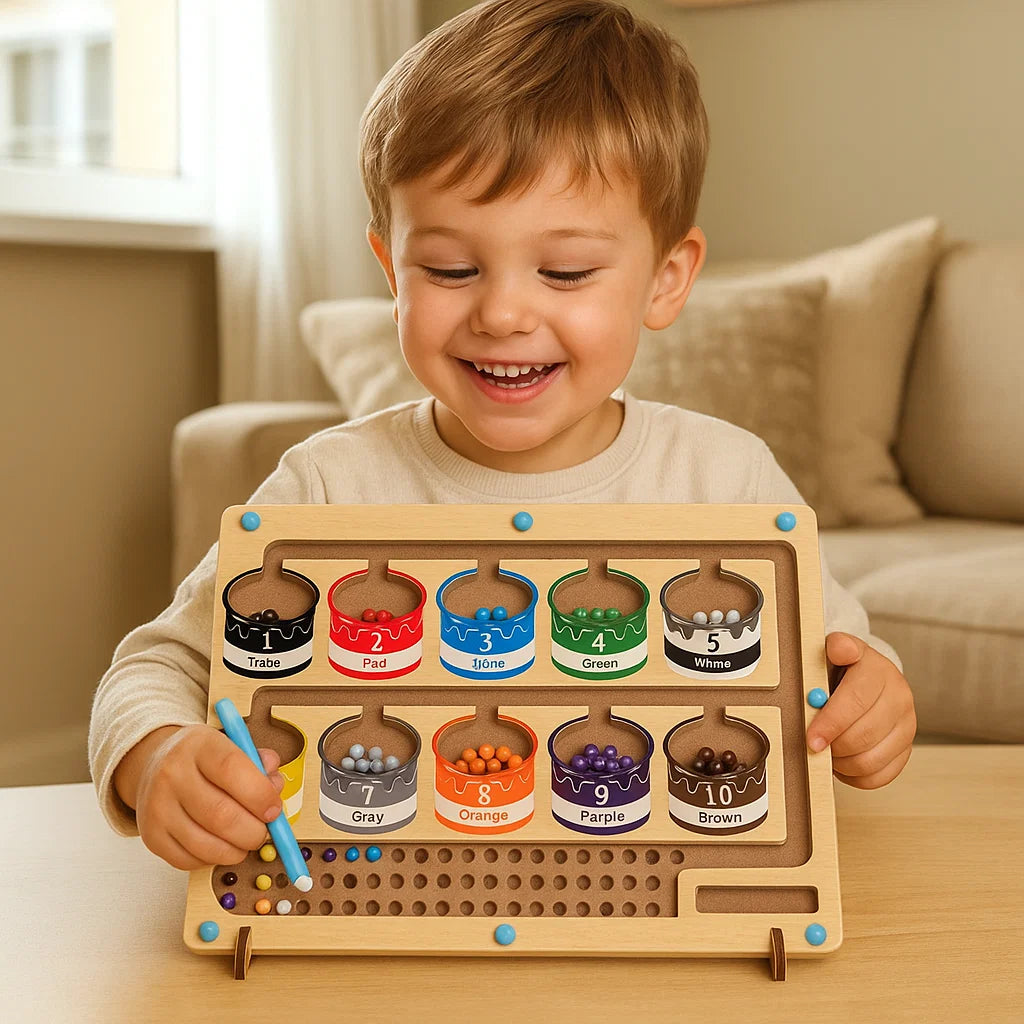 Magneettinen puinen laskutaulu | Värilajittelupeli kynällä varhaiskasvatukseen ja hienomotoriikkaan