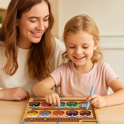 Magneettinen puinen laskutaulu | Värilajittelupeli kynällä varhaiskasvatukseen ja hienomotoriikkaan