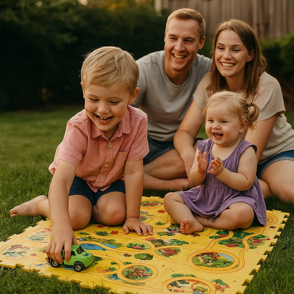 Palapelin rata -leikkimatto lapsille | Interaktiivinen lattiapeli, jossa on toisiinsa lomittuvia polkuja mielikuvitukselliseen kilpa - ajohupailuun
