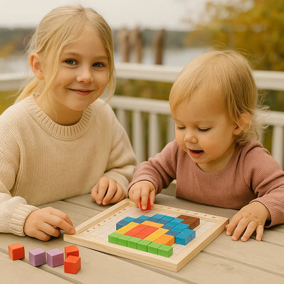 Kolmen pikselin palapelit lapsille | Värilajittelupalikat, joissa on ruudukkotauluja logiikkaa ja kuvioiden tunnistamista varten