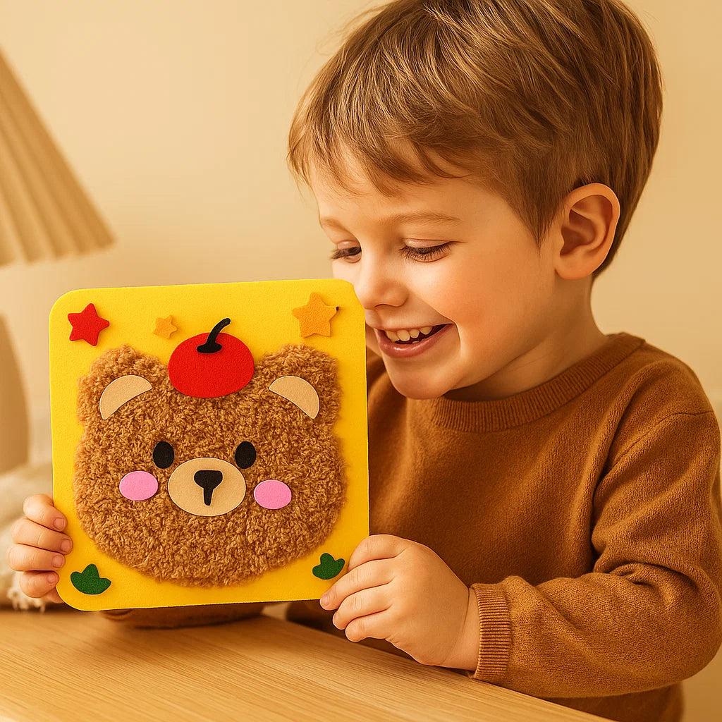 DIY eläinten askartelupakkaus lapsille | Luova käsintehty materiaalipakkaus sarjakuvatarroilla hauskaan oppimiseen ja leikkimiseen