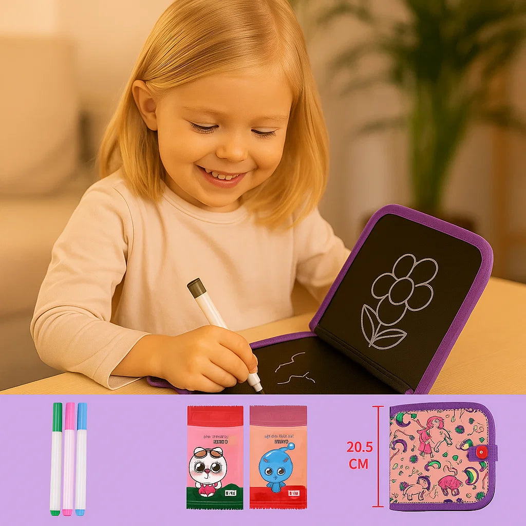 Käyttökelpoinen lasten piirustuskirja | Kannettava, pyyhittävä piirustuslehtiö luovaan oppimiseen kotona ja matkalla