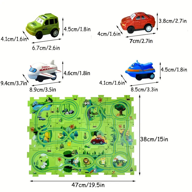 Palapelin rata -leikkimatto lapsille | Interaktiivinen lattiapeli, jossa on toisiinsa lomittuvia polkuja mielikuvitukselliseen kilpa - ajohupailuun
