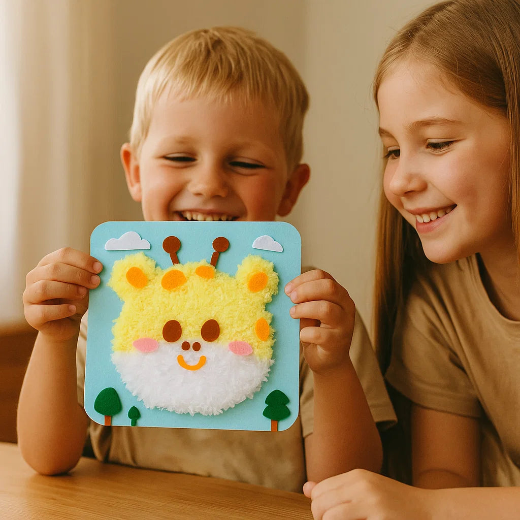 DIY eläinten askartelupakkaus lapsille | Luova käsintehty materiaalipakkaus sarjakuvatarroilla hauskaan oppimiseen ja leikkimiseen