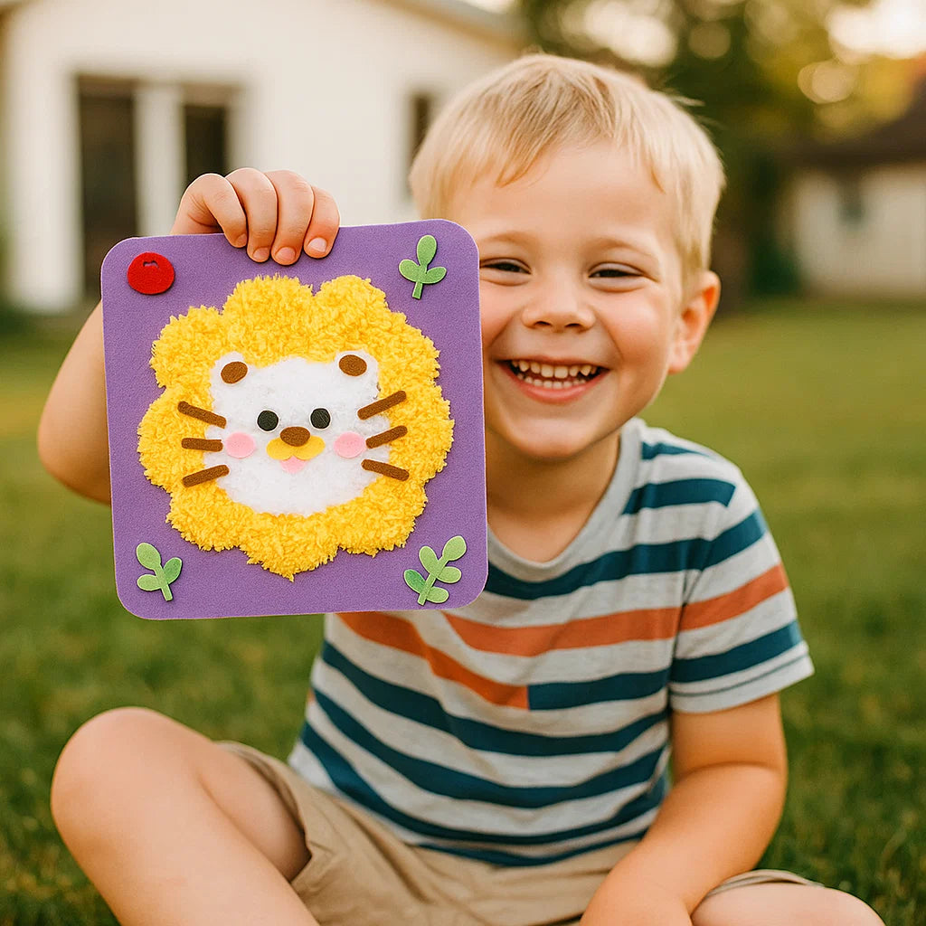 DIY eläinten askartelupakkaus lapsille | Luova käsintehty materiaalipakkaus sarjakuvatarroilla hauskaan oppimiseen ja leikkimiseen