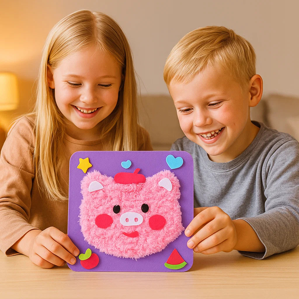 DIY eläinten askartelupakkaus lapsille | Luova käsintehty materiaalipakkaus sarjakuvatarroilla hauskaan oppimiseen ja leikkimiseen