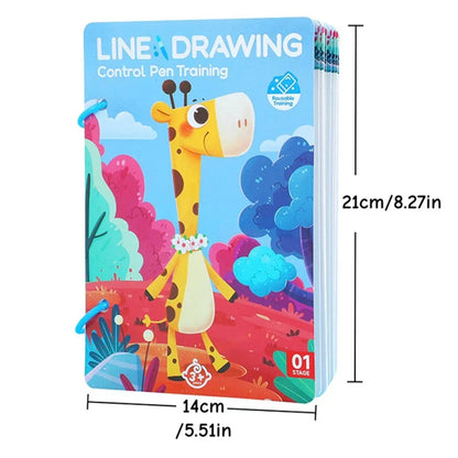 Kynänhallinnan harjoituskirja lapsille | Uudelleenkäytettävä piirustusharjoitus, joka lisää keskittymiskykyä ja silmä - käsi - koordinaatiota