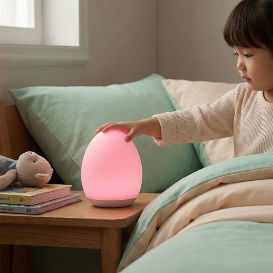 Munamallinen silikoninen LED-yövalo – kosketushimmennettävä, 7 väriä